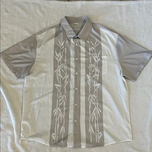 Men's Gray Bamboo print Short Sleeve Shirt